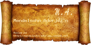 Mendelsohn Adorján névjegykártya